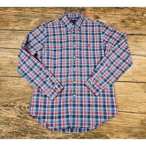 Ralph Lauren Men's Shirt Long Sleeve Plaid Slim Fit Button Down Size L Red Pony